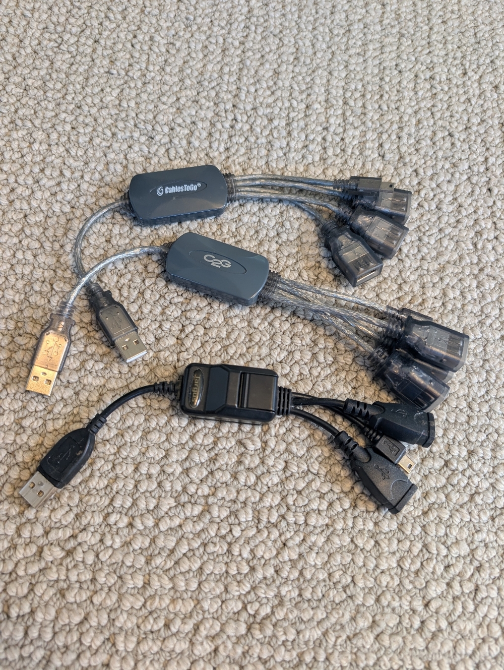 USB Multi-port Hubs/Cables -  Targus, CablestoGo, C2G - Work great - $12 each